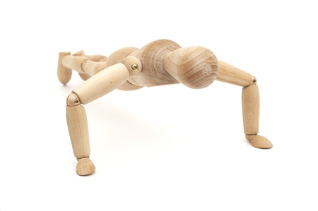 Wooden Mannequin isolated on white backgroundの写真素材