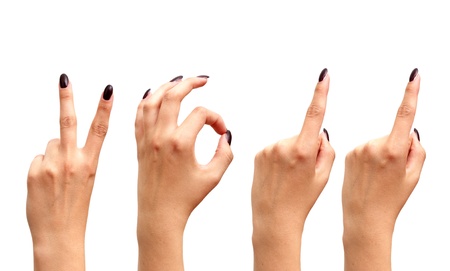 hands forming 2011 isolated on a white backgrounの写真素材