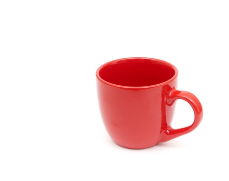An empty red cup isolated on whiteの写真素材