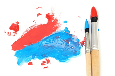 brush and paint scratch isolated on whiteの写真素材