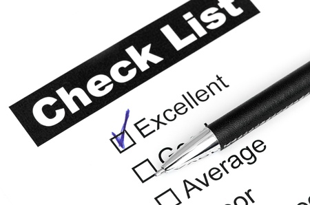 Tick placed in excellent checkbox on customer service satisfaction survey formの写真素材