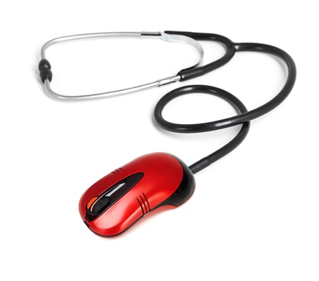 stethoscope computer mouse medical online concept isolatedの写真素材