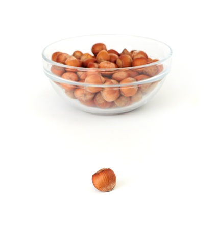 fresh Hazelnuts Isolated on a White Backgroundの写真素材