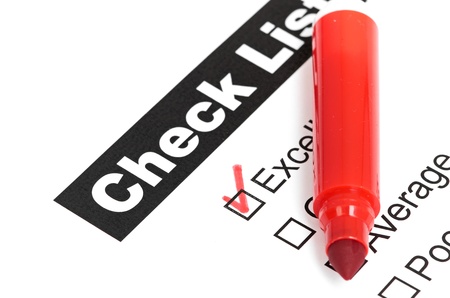 Tick placed in excellent checkbox on customer service satisfaction survey formの写真素材