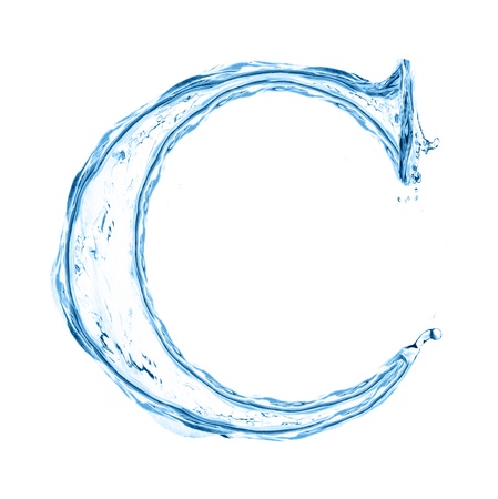 One letter of water alphabet isolated on whiteの写真素材