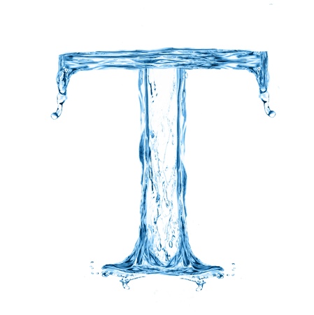 One letter of water alphabet isolated on whiteの写真素材