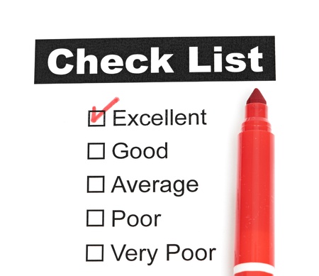 Tick placed in excellent checkbox on customer isolatedの写真素材