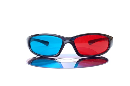 one pair of 3D glasses isolated in whiteの写真素材