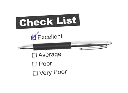 Tick placed in excellent checkbox on customer