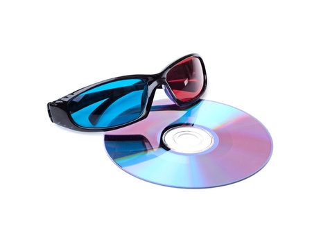 one pair of 3D glasses isolated in whiteの写真素材