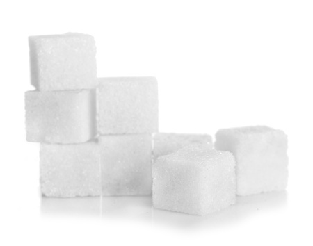 Studio photography of a lump sugar pile in light backの写真素材