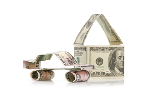 Car and  house made of Dollarsの写真素材