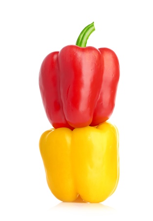 Red and yellow sweet pepperの写真素材