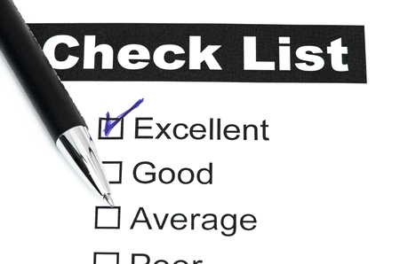 Tick placed in excellent checkbox on customerの写真素材