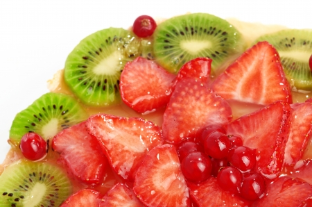 cake with strawberries and kiwiの写真素材