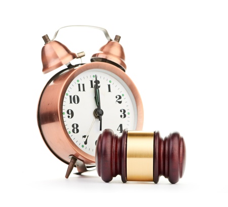 Gavel and old clockの写真素材