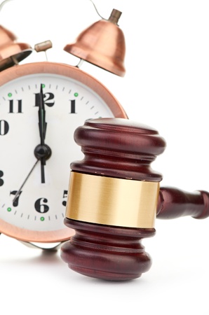 Gavel and old clockの写真素材