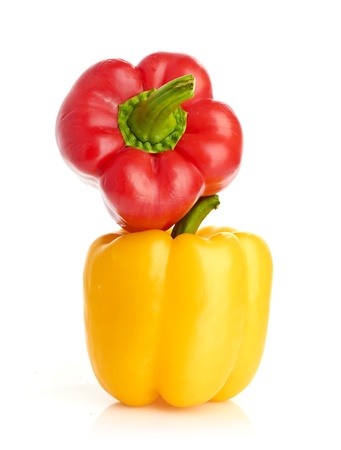 Red and yellow sweet pepperの写真素材