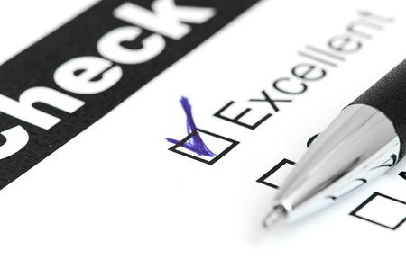 Tick placed in excellent checkbox on customer