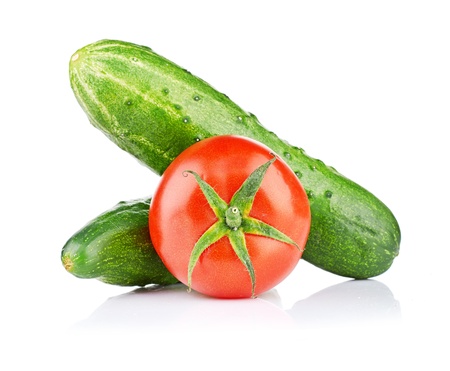 Ripe vegetables isolated on white backgroundの写真素材