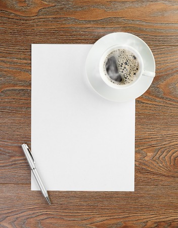 white coffee cup on blankの写真素材