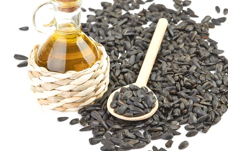 Sunflower seeds and oilの写真素材