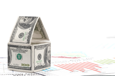 House of dollars. on chart backgroundの写真素材