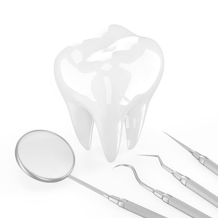 dentist tools and toothの写真素材