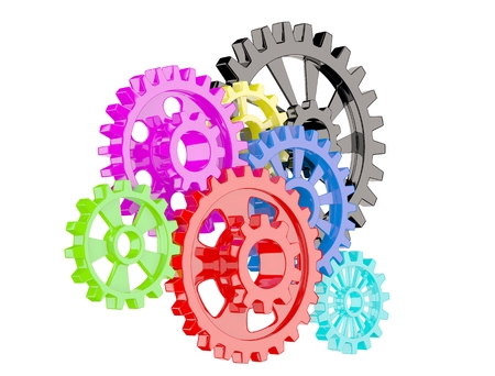 Color gears on whiteの写真素材