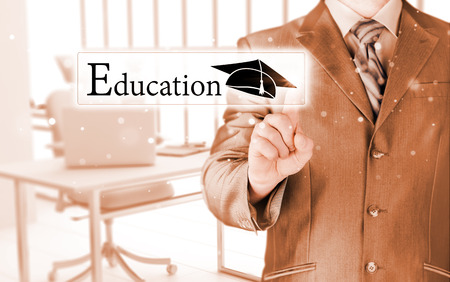 business man pointing  education  conceptの写真素材