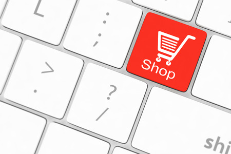 shopping enter button key on white keyboardの写真素材