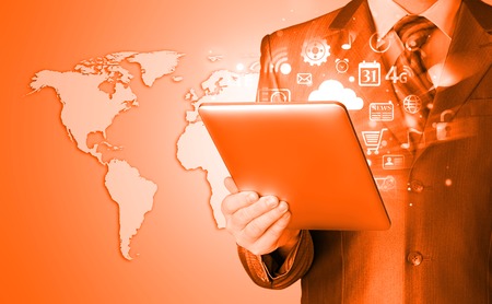 Business man using tablet PCの写真素材