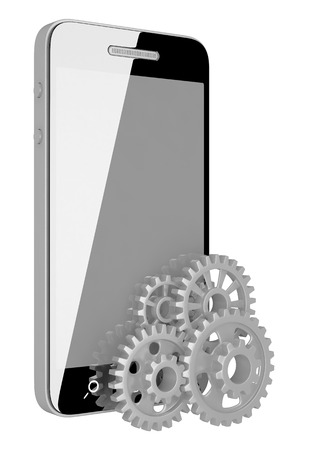 Mobile phone and gearsの写真素材