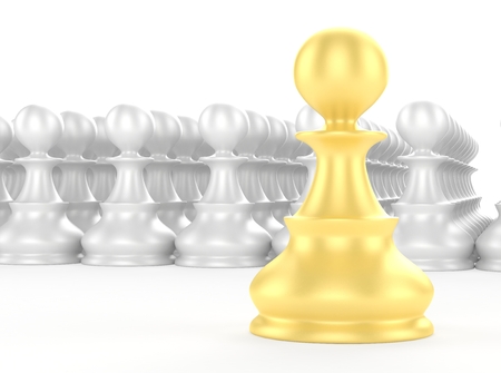 leadership concept gold pawn forward white pawns team groupの写真素材