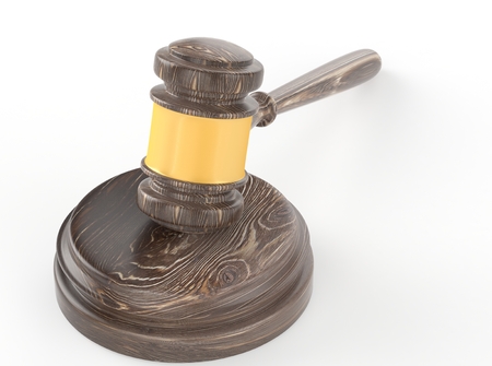 Gavel isolated on white backgroundの写真素材