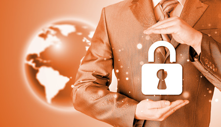 lock security businessman protect conceptの写真素材
