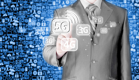 businessman touch 5G technologyの写真素材