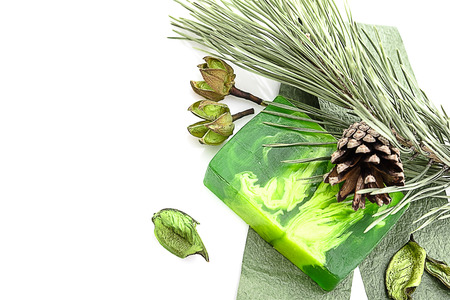 handmade soap on whiteの写真素材