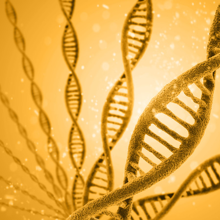Digital illustration DNA structure in colour backgroundの写真素材