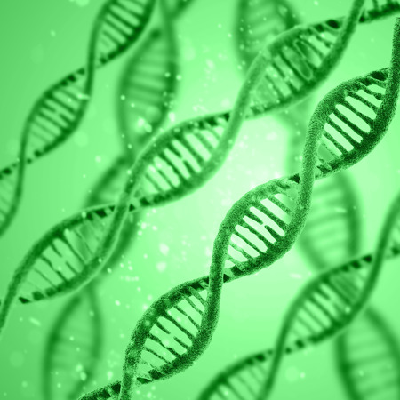 Digital illustration DNA structure in colour backgroundの写真素材