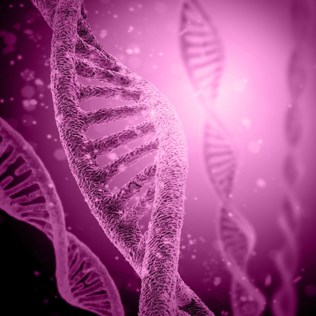 Digital illustration DNA structure in colour backgroundの写真素材