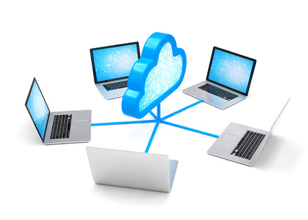3d cloud symbol and laptopsの写真素材