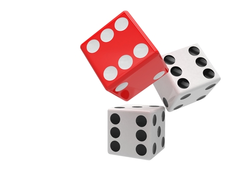 three dices on white backgroundの写真素材