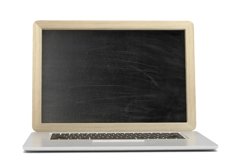 Laptop with chalkboard, online education conceptの写真素材
