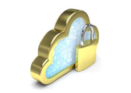 Cloud computing, security concept on whiteの写真素材