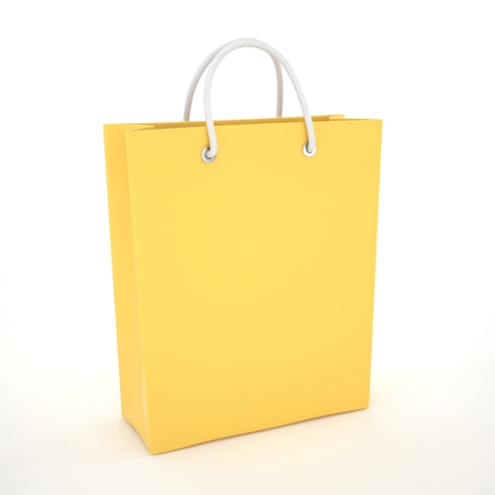 Paper Shopping Bag isolated on white backgroundの写真素材