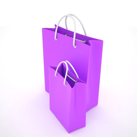 Paper Shopping Bags isolated on white backgroundの写真素材