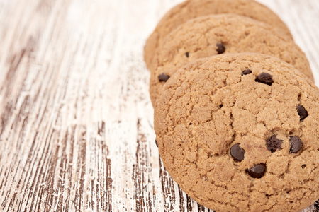 oat cookies on wooden tableの写真素材