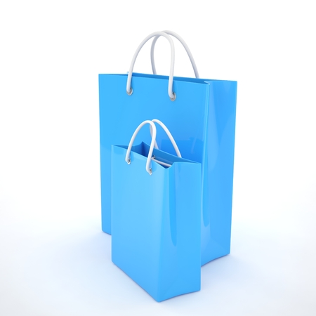 Paper Shopping Bags isolated on white backgroundの写真素材