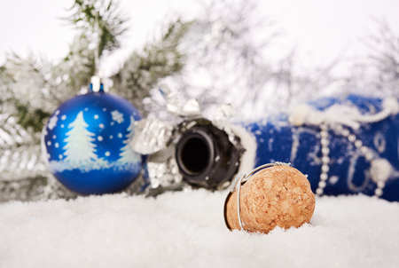 New Year concept with champagne corkの写真素材